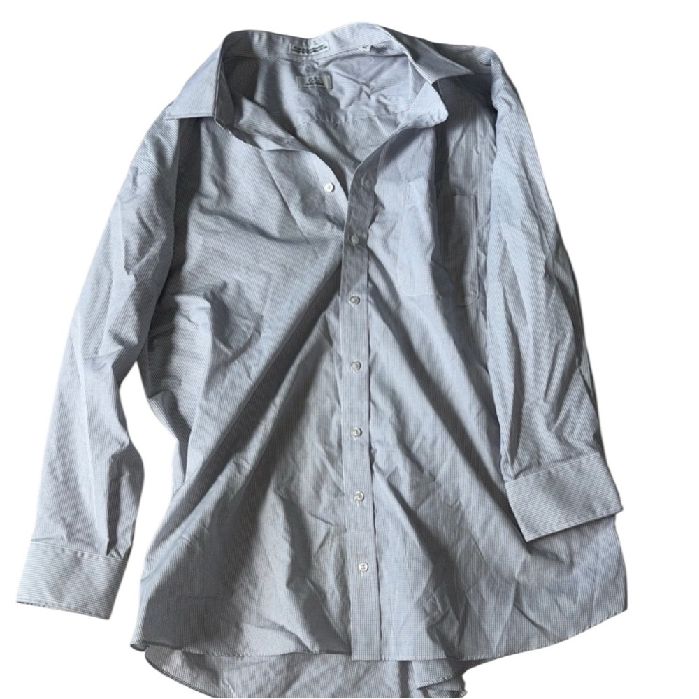Cooper & Stewart Cotton Classic Blue Checkered Men's Shirt Size 19 34/35 Big
